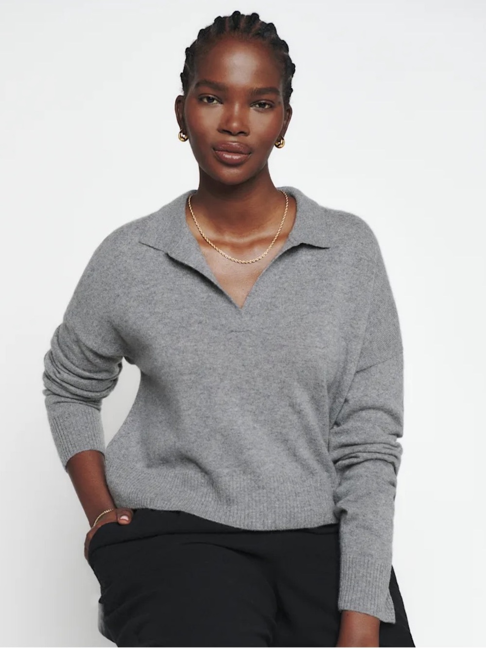 Reformation Cashmere Polo Sweater